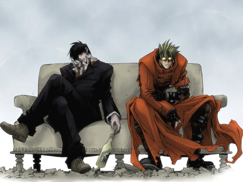 Two men on a couch