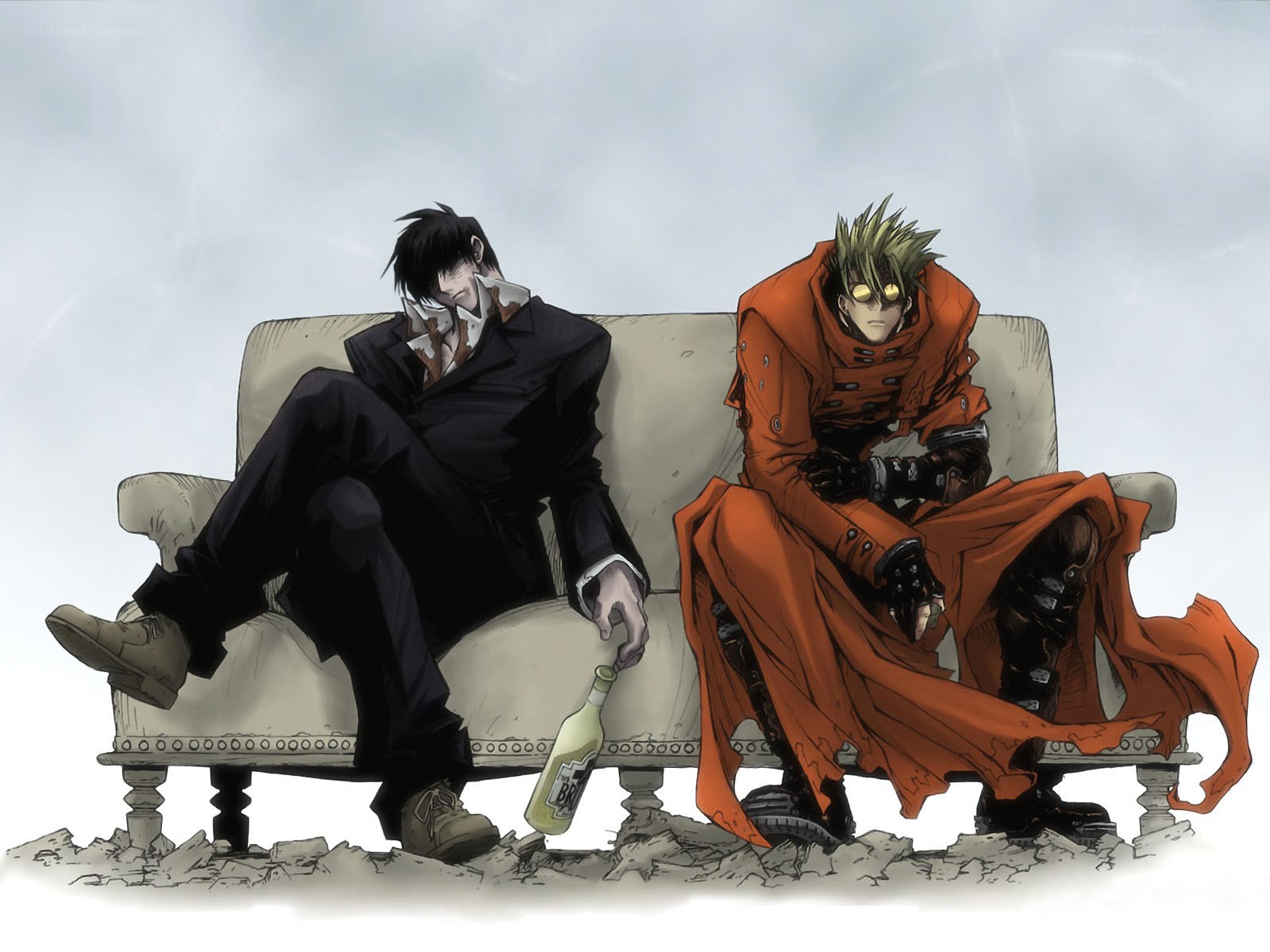 Two men on a couch