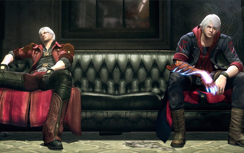 Two Men on a Couch — Black, Dramatic, 3d Render