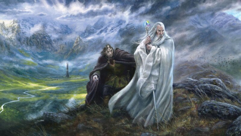 Two Men on a Hill — White