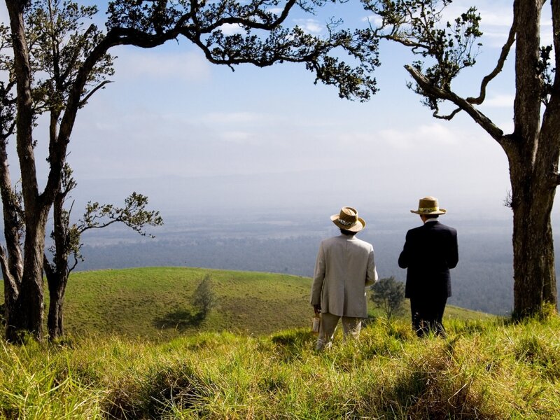Two men on a hillside