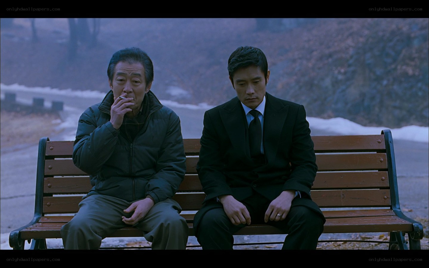 Two men on a park bench