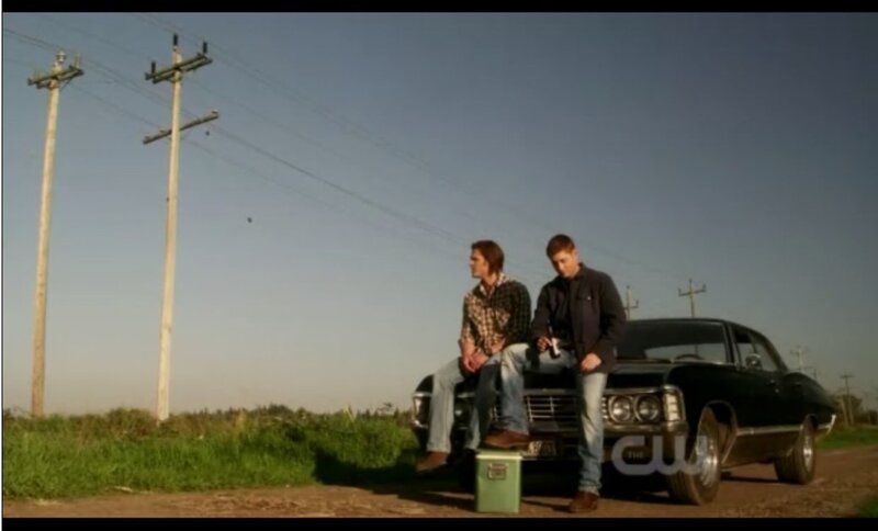 Two Men on Car Hood — Green