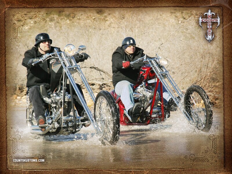 Two Men on Chopper Motorcycles — Black