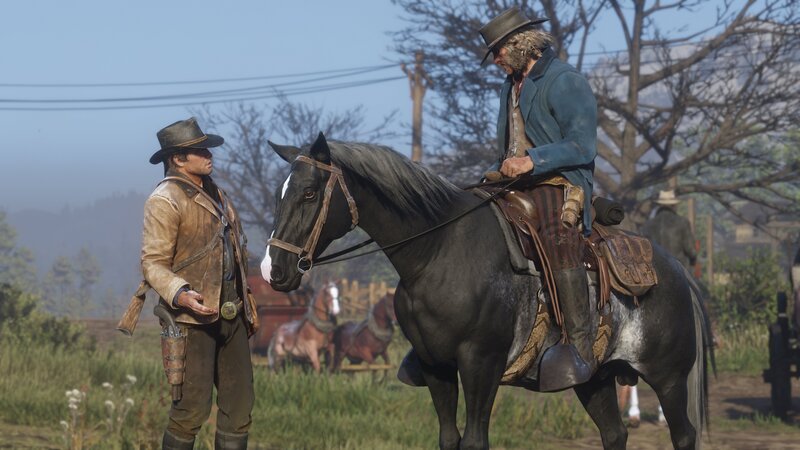 Two Men on Horseback — Brown