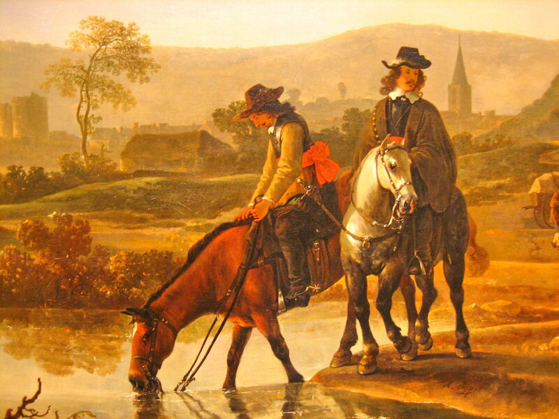 Two Men on Horses — Brown, Serene, Afternoon