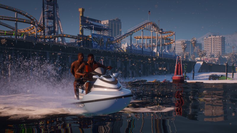 Two Men on Jet Ski — Blue