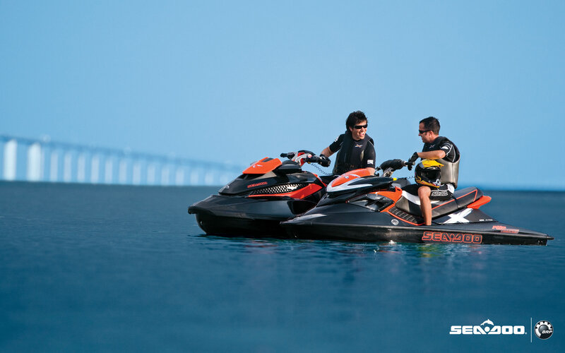Two men on jet skis