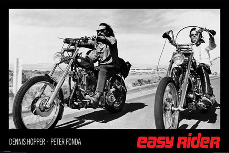 Two Men on Motorcycles — Black, Dramatic