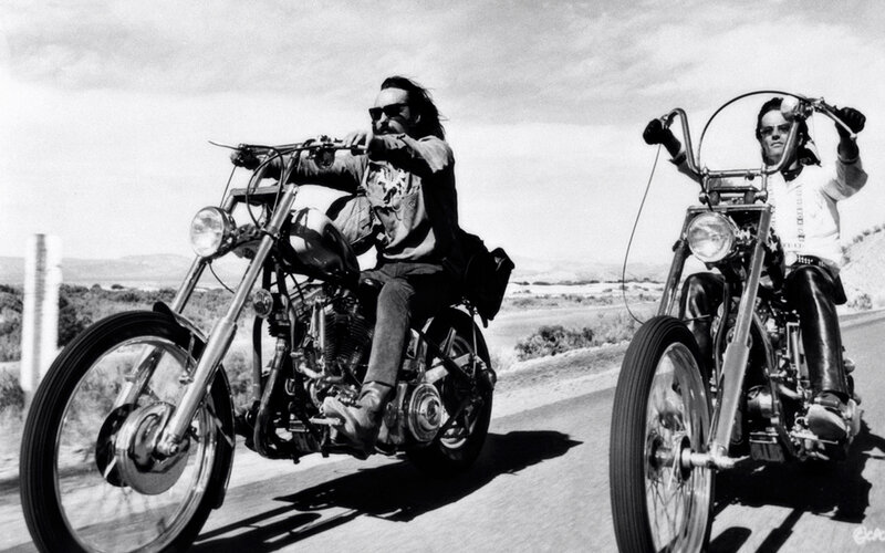 Two Men on Motorcycles — Black
