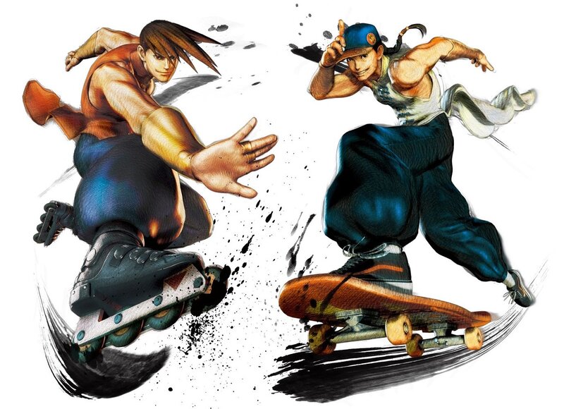 Two Men on Roller Skates
