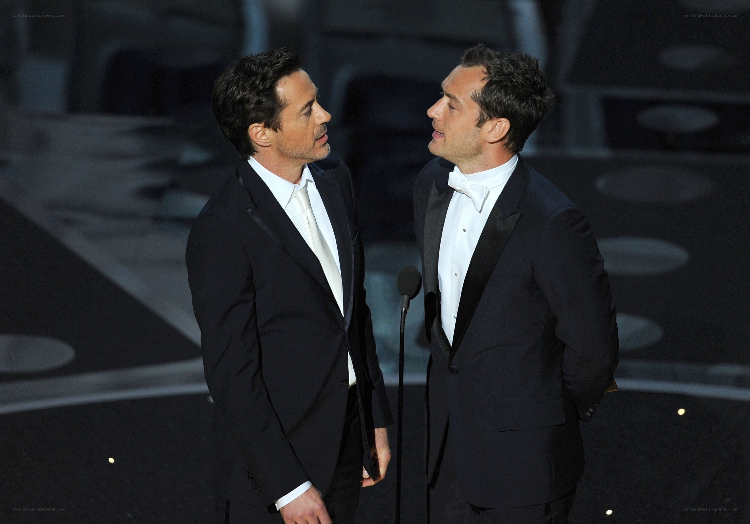 Two men on stage at awards