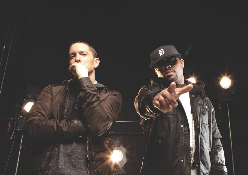 Two Men on Stage — Black, Dramatic, Night