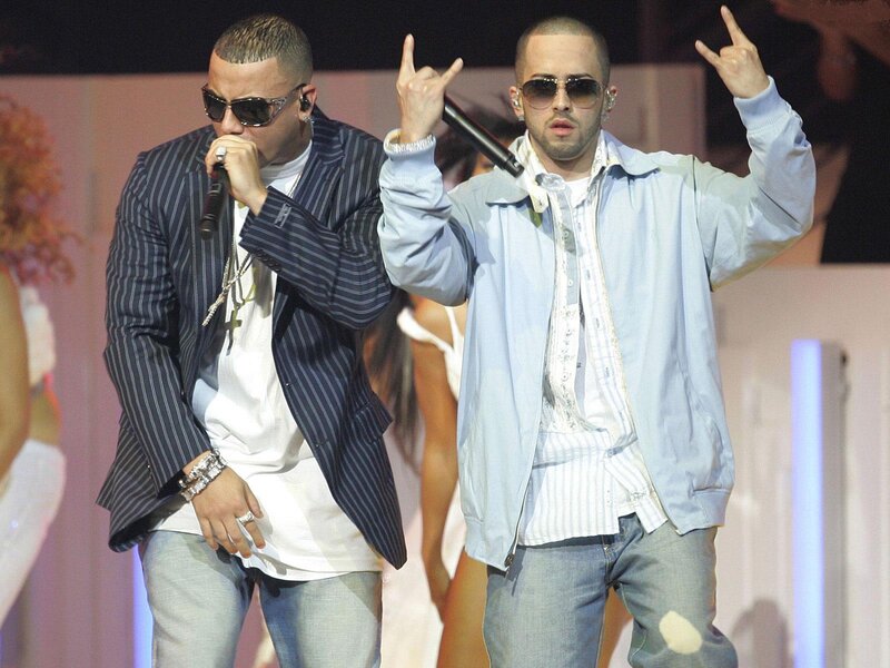 Two Men on Stage — White