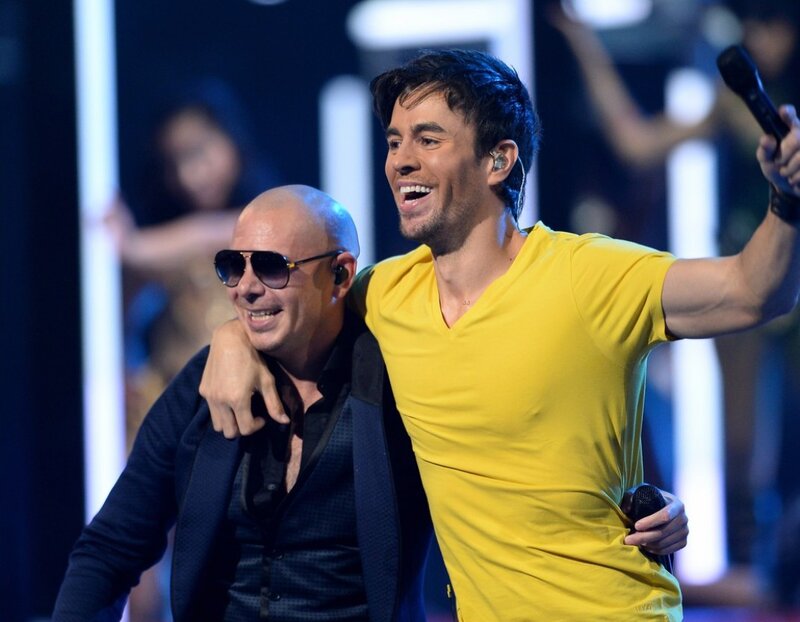 Two Men on Stage — Yellow
