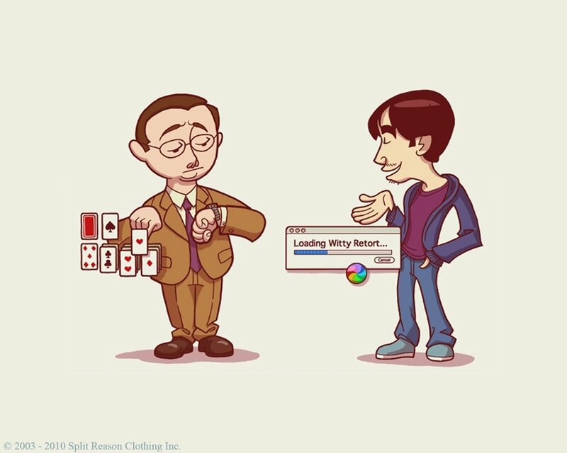 Two Men Playing Cards — Brown, Humorous