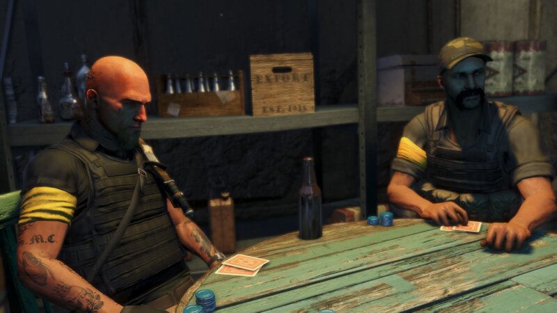 Two Men Playing Cards — Green