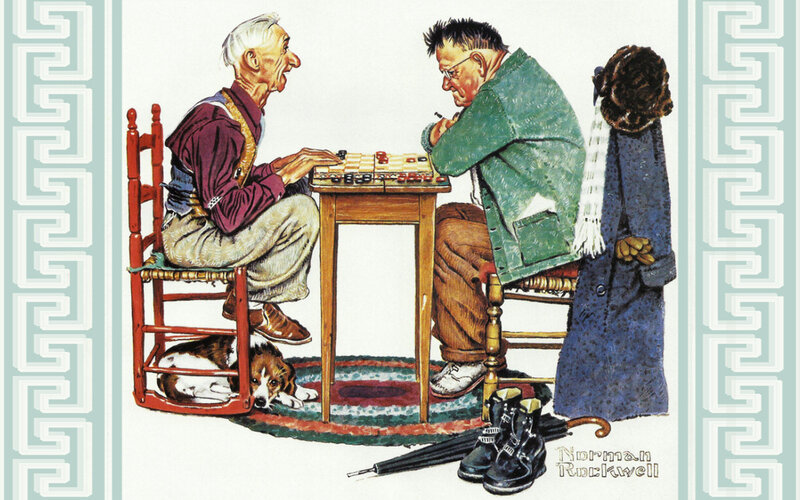 Two Men Playing Checkers