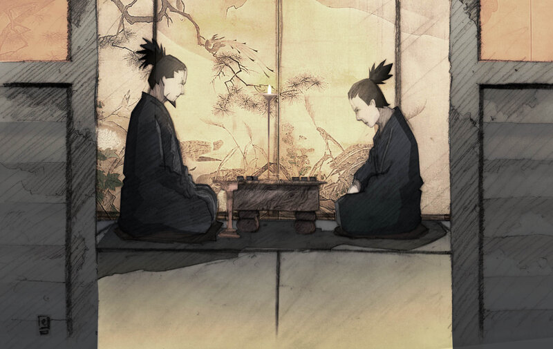 Two Men Playing Go — Black