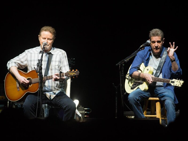 Two Men Playing Guitars — Black