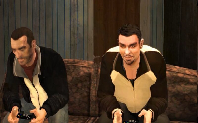 Two Men Playing Video Game
