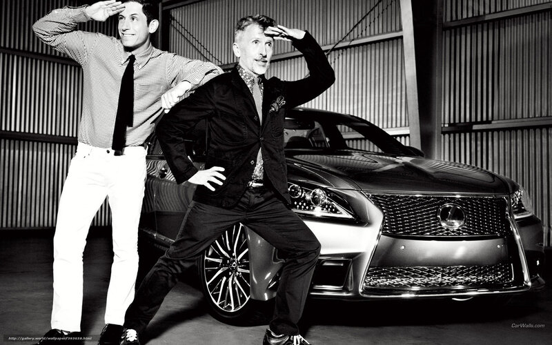 Two Men Posing with Car