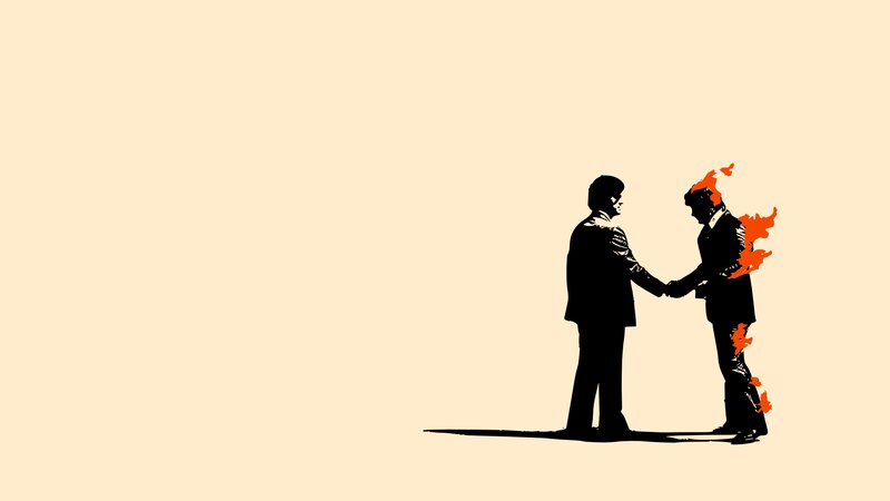 Two Men Shaking Hands — Black, Dramatic, Illustration