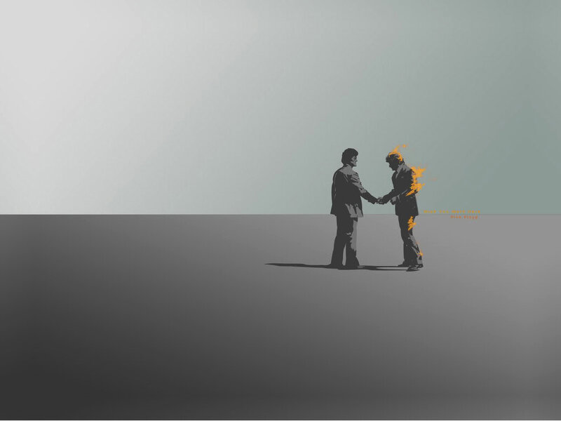 Two Men Shaking Hands — Gray, Dramatic, Digital Art