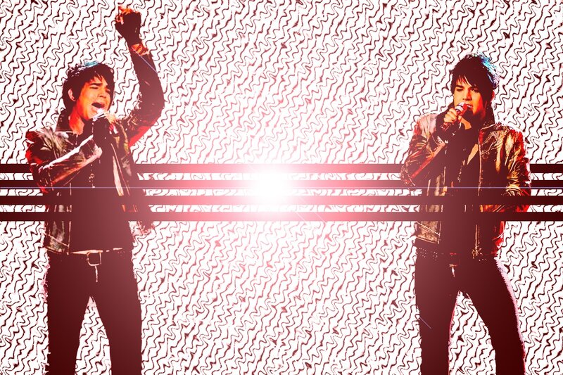 Two Men Singing on Stage — Red