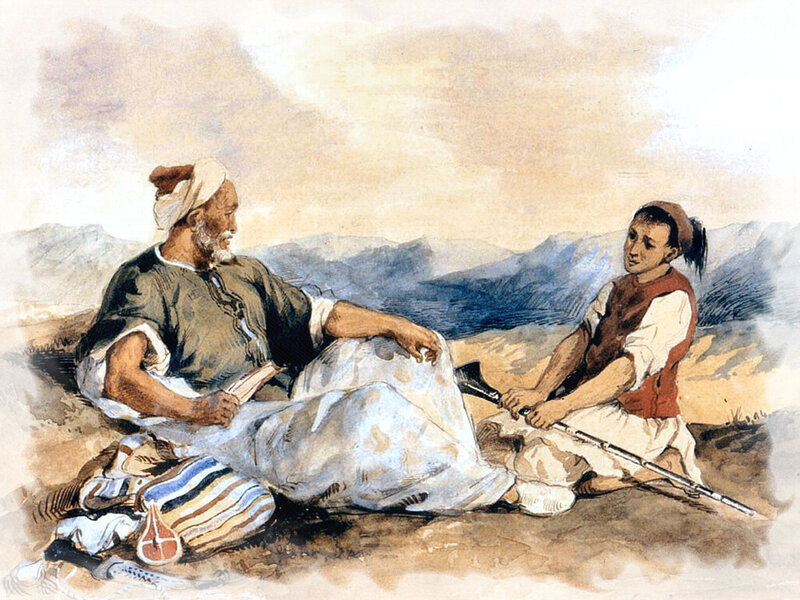 Two Men Sitting on Ground