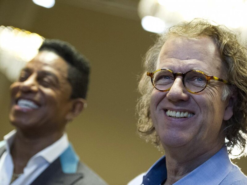 Two Men Smiling — Blue
