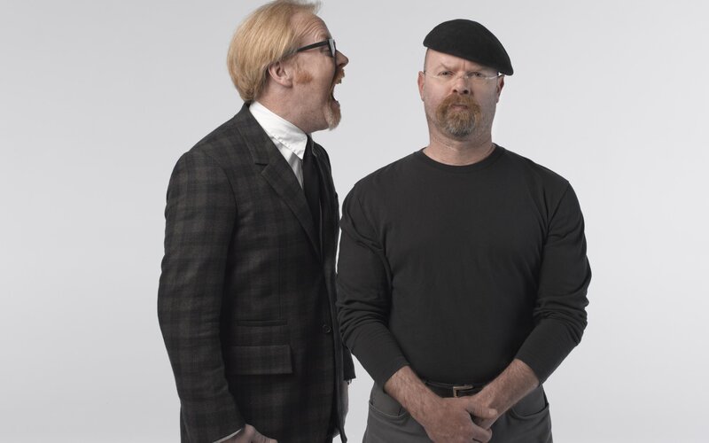 Two Men Standing — Gray, Neutral, Photograph