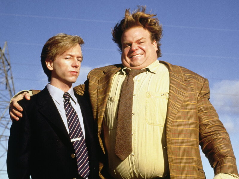 Two Men Standing Together — Blue