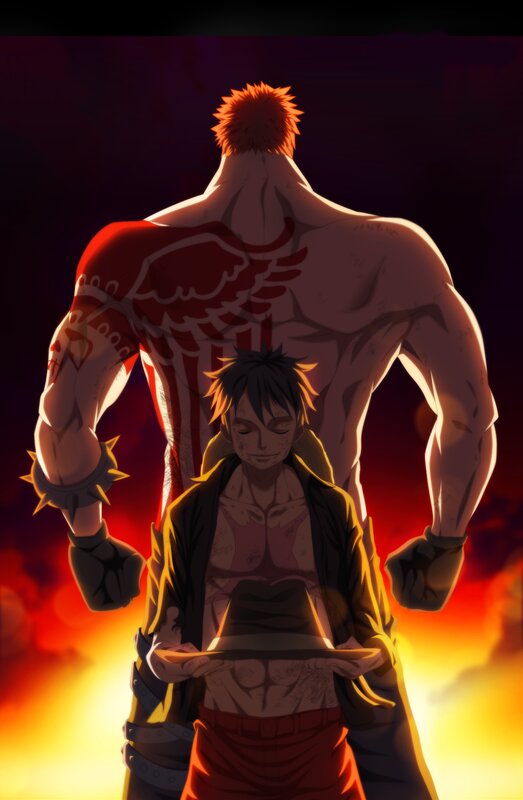Two Men Standing Together — Red, Dramatic