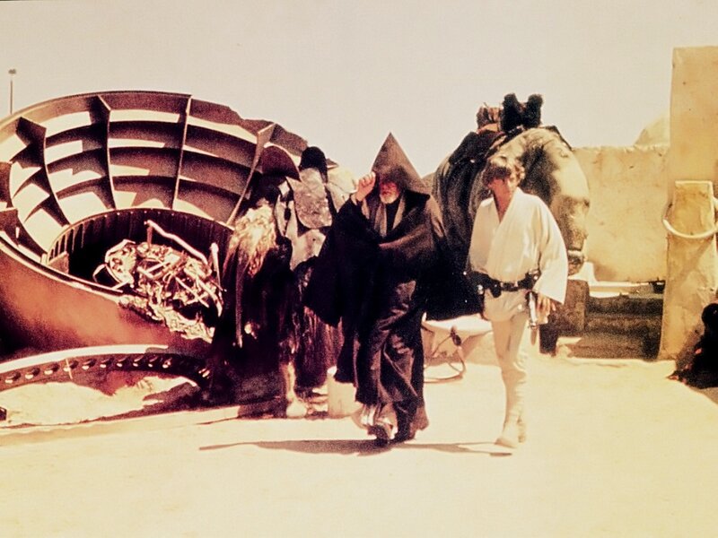 Two Men Walking in Desert — Beige