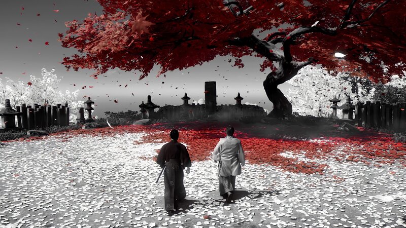 Two Men Walking under Tree