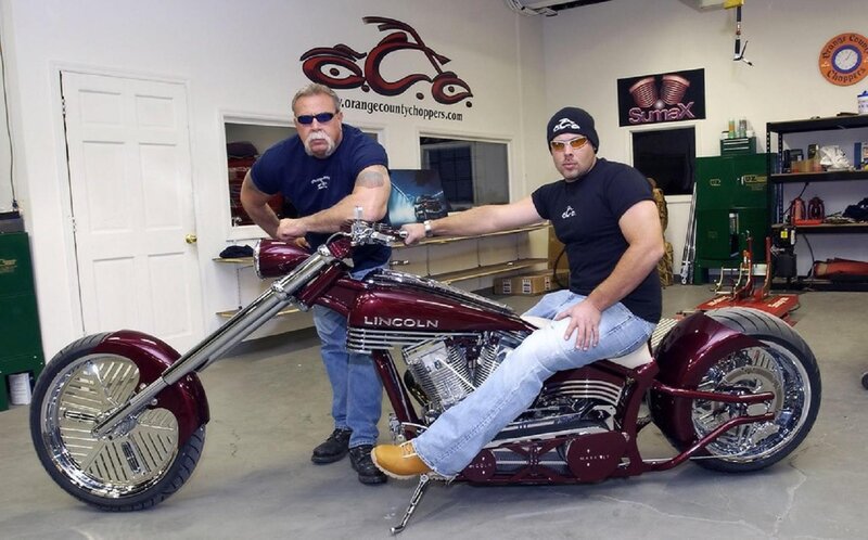 Two Men with a Chopper Motorcycle
