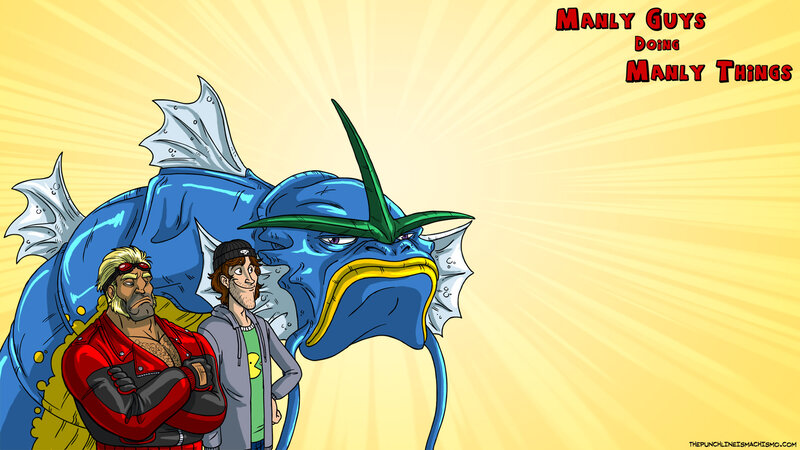 Two Men with a Fish Monster