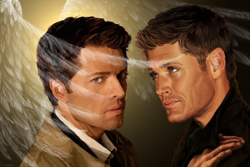 Two Men with Angel Wings — Brown