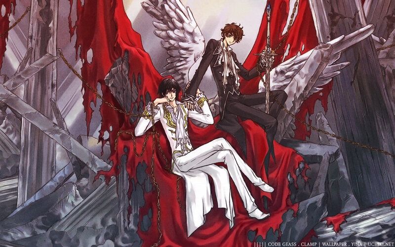 Two Men with Angel Wings — Red