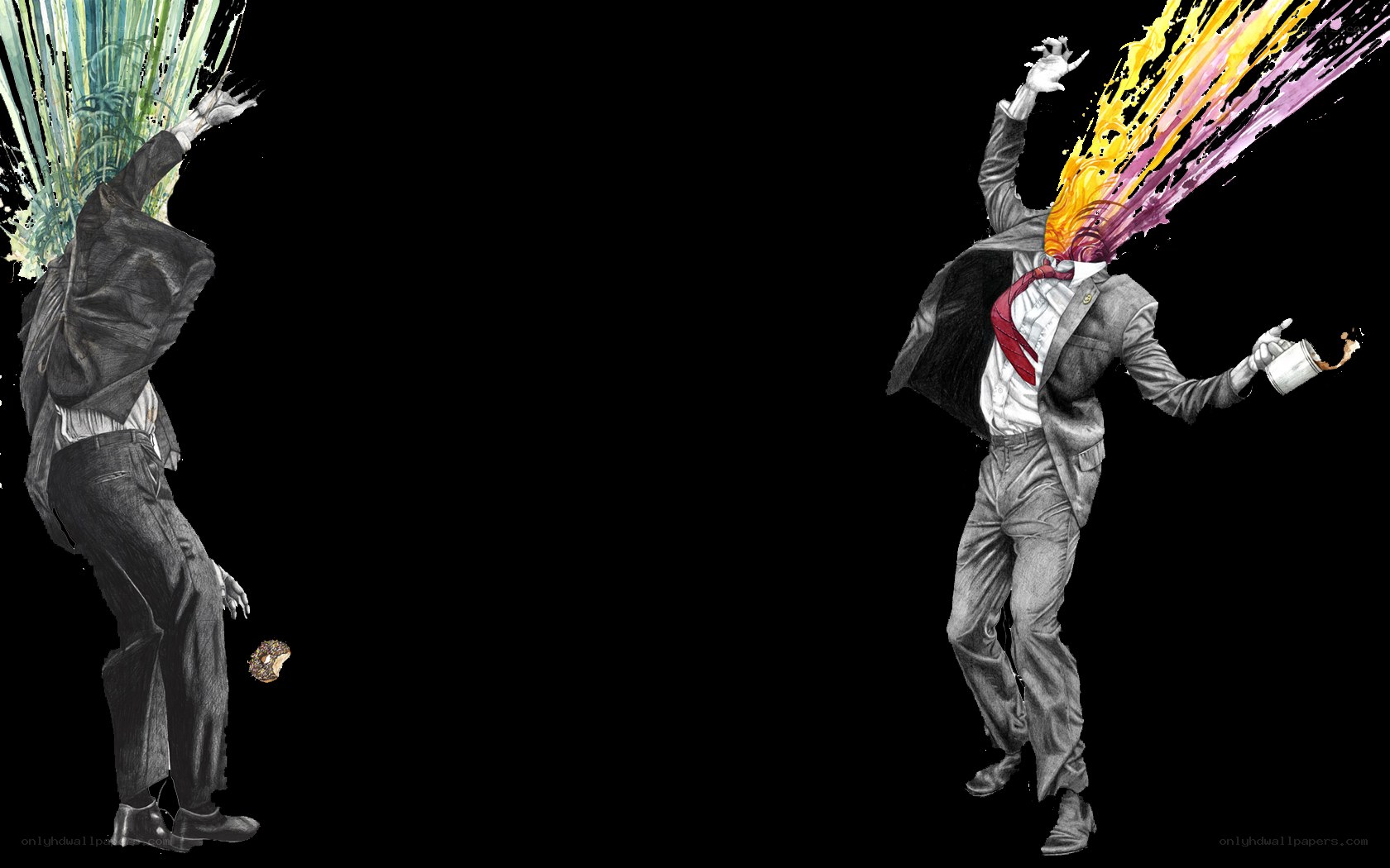 Two men with colorful head explosions