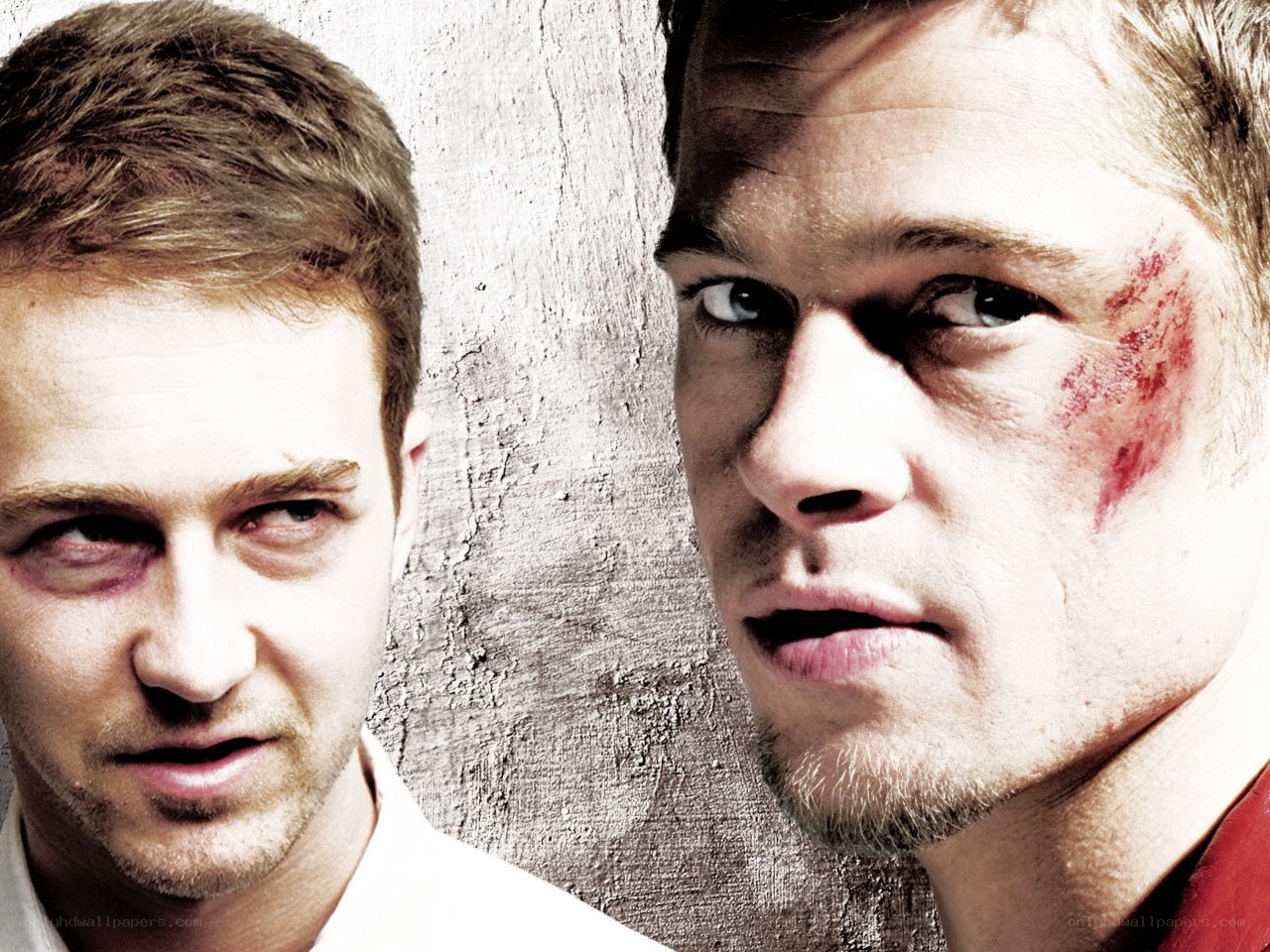 two men with facial injuries