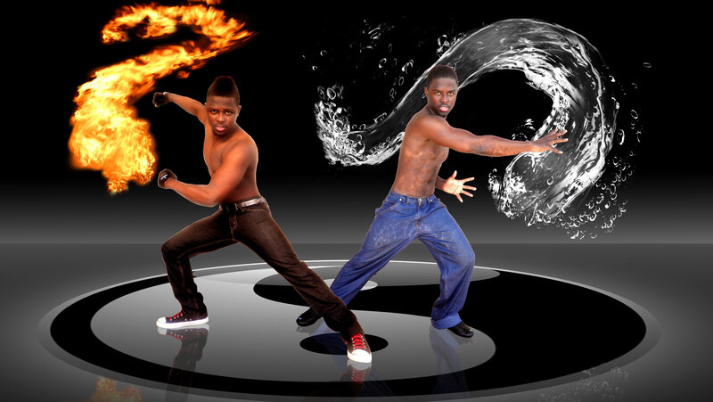 Two Men with Fire and Water