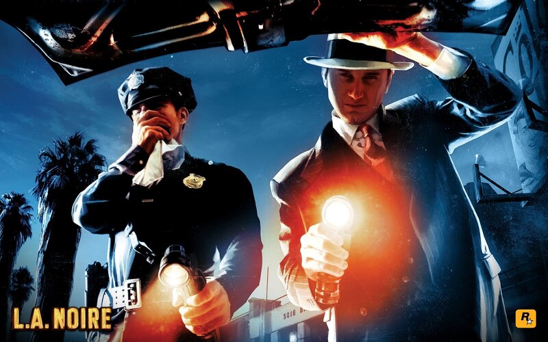 Two Men with Flashlights — Blue, Dramatic