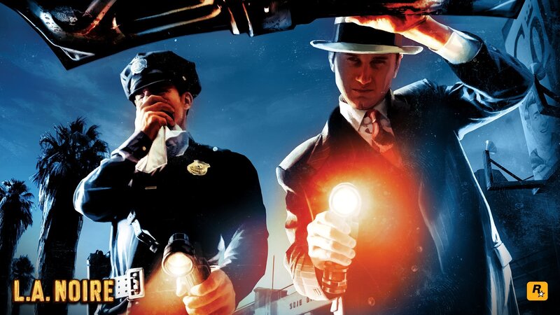 Two Men with Flashlights — Blue