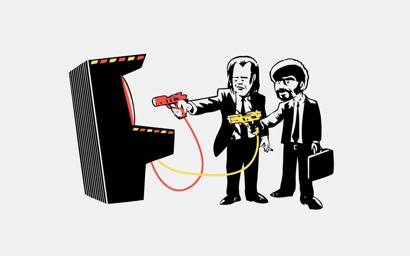 Two Men with Guns — Black, Humorous