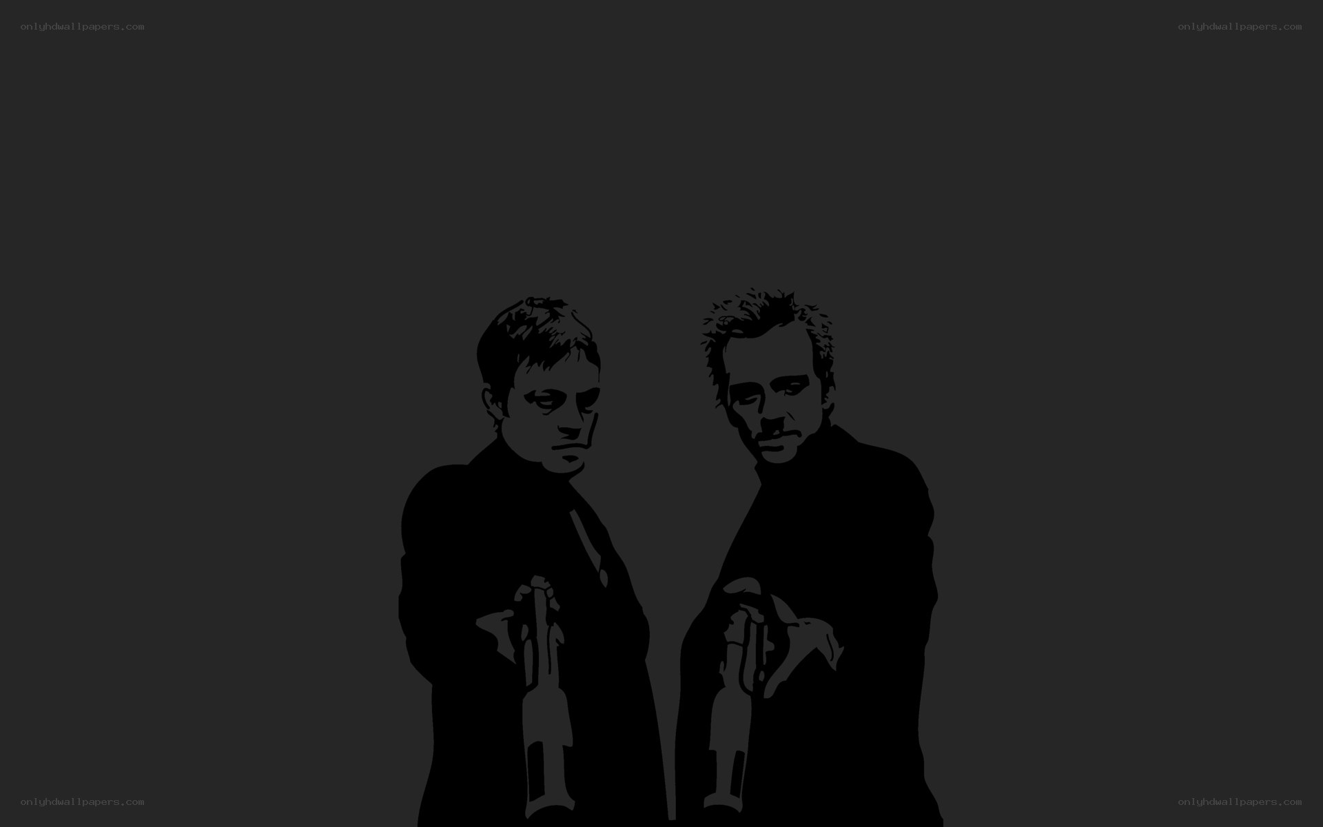 two men with guns silhouette