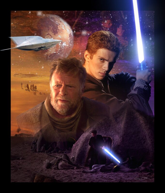 Two Men with Lightsabers — Purple
