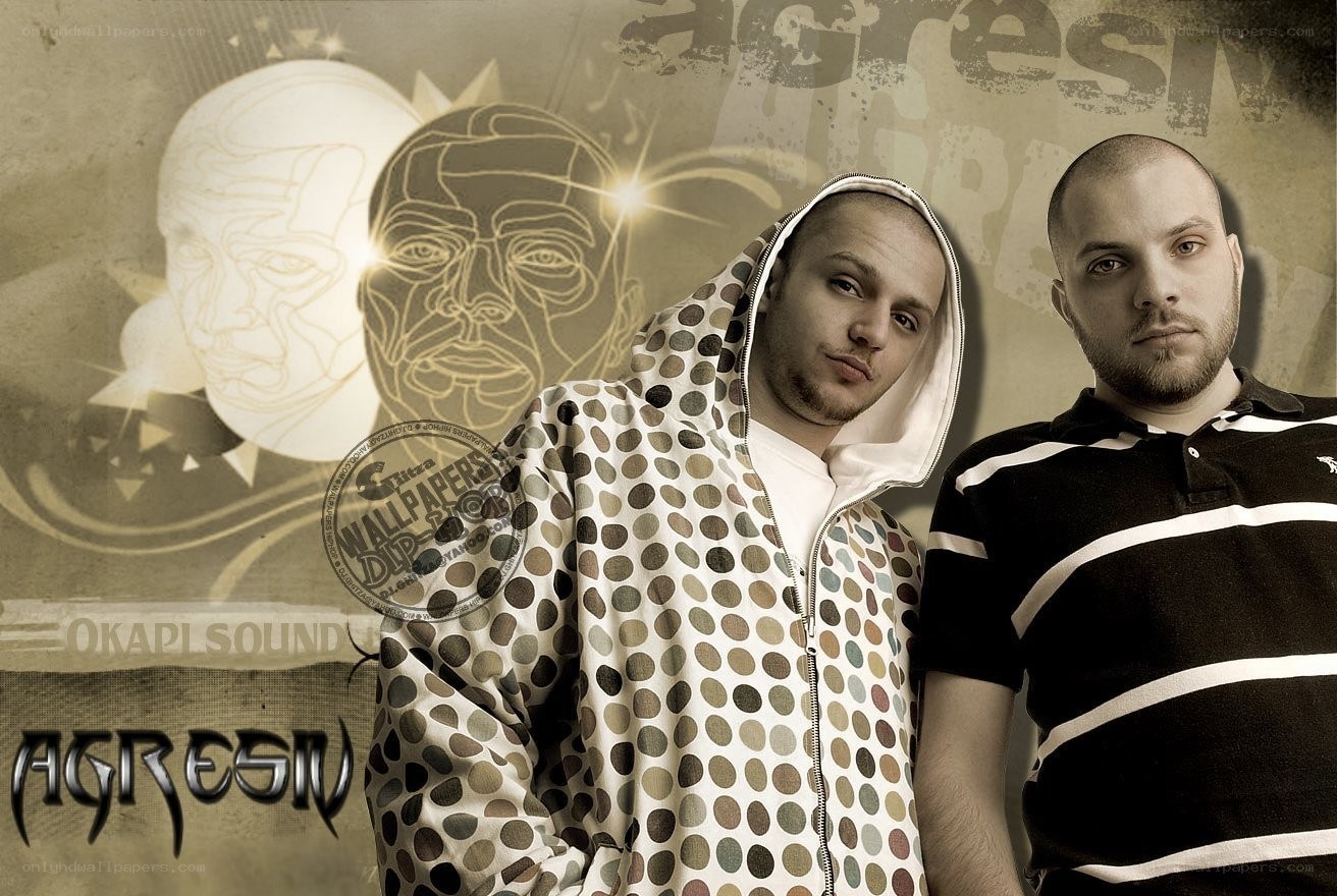 two men with stylized background