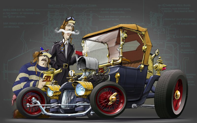 Two Men with Vintage Car